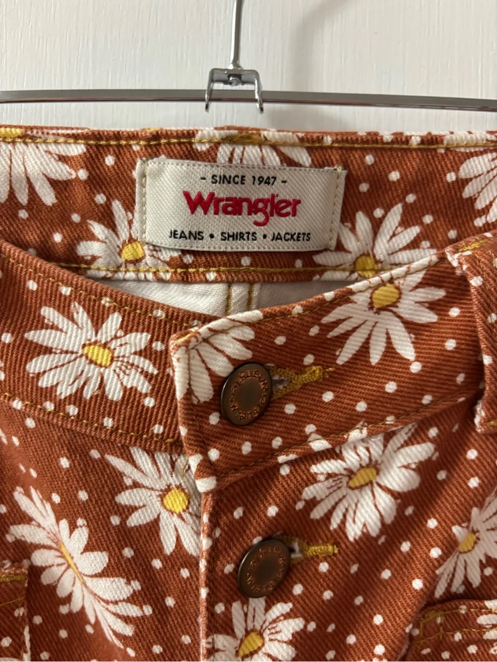 Wrangler Rust Daisy Print flare leg jeans - Picture 3 of 7